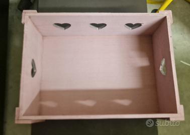 Cassetta in Legno Shabby Chic con Cuori – Rosa Pas