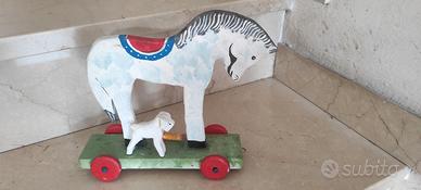 Cavallo legno vintage artigianale giocattolo