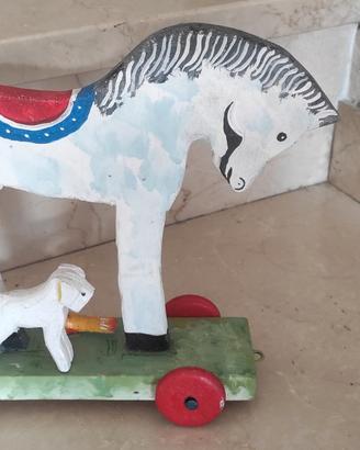 Cavallo legno vintage artigianale giocattolo