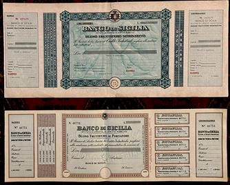 Buoni Fruttiferi Banco Di Sicilia 1930