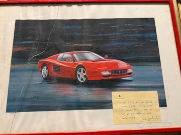 Poster Ferrari 512 TR con dedica Montezemolo