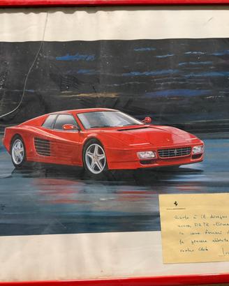 Poster Ferrari 512 TR con dedica Montezemolo