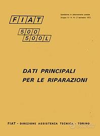 MANUALE FIAT 500 e 500L DATI PER RIPARAZIONI 1972