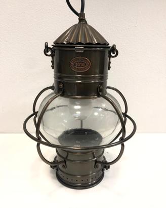 Lampadario di Design in metallo brunito e vetro