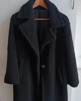 Cappotto Teddy Lungo Nero - Caldo e Foderato