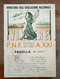 Pagella del regno d'italia 1942/1943