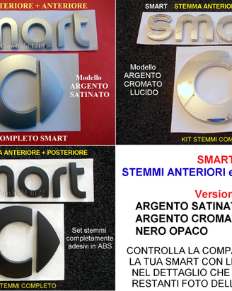 SMART KIT STEMMA EMBLEMA LOGO ANTERIORE POSTERIORE