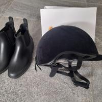 Casco equitazione velluto e stivaletti