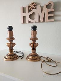 2 basi stelo lampade da tavolo color oro anticato
