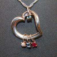 Collana ciondolo cuore argento pietre