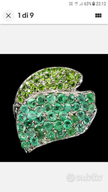 Anello argento 925 e smeraldi
