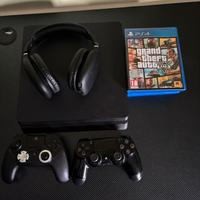 PS4 Slim + controller + giochi + cuffie 