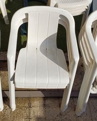 10 sedie bianche in plastica 
