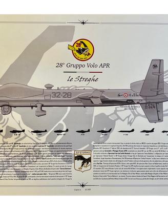 Litografia Aeronautica 28° Gruppo APR Le Streghe