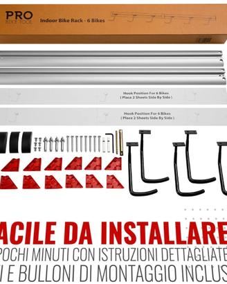 Supporto da parete per 6 bicicletta per garage