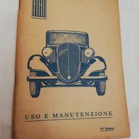 Libretto autovettura  Balilla 1937