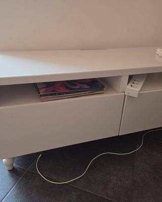 Ikea besta mobile tv con cassetti e ripiano vetro