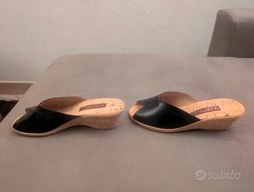 Ciabatte Zatteroni Susetta blu cuoio e sughero 38