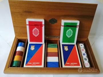 Cassetta LEGNO CARTE FICHES DADI DAL NEGRO anni 90