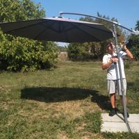 Ombrellone da giardino con base in pietra