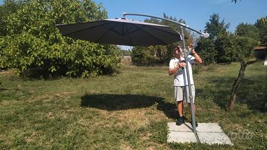 Ombrellone da giardino con base in pietra