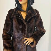 Giacca vera pelliccia visone marrone castagna