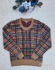 Maglione-Burbuerry-Donna-TG M-Check-Lana merino