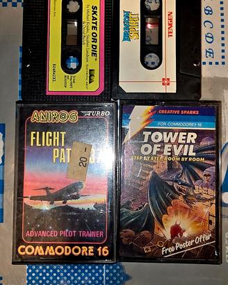 4 Giochi Vintage Cassetta Commodore 64/C16/Plus4