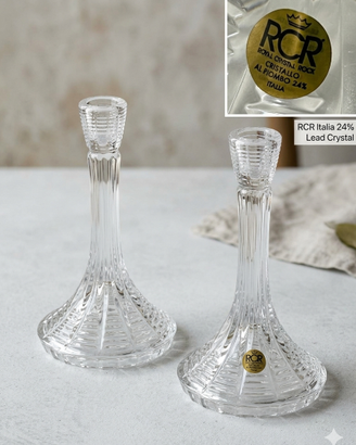 Coppia Portacandele Cristallo Vintage