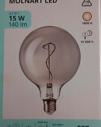 2 Lampadine LED IKEA MOLNART E27  grigio fumé