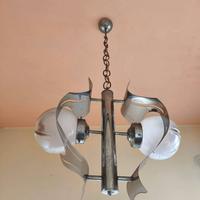 Lampadario Mazzega in vetro di Murano e acciaio