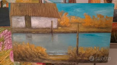 quadro olio su compensato 70x43cm