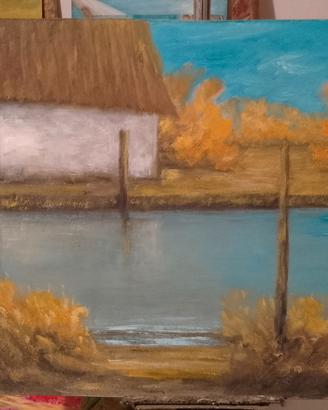 quadro olio su compensato 70x43cm