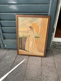 Quadro donna con ombrello