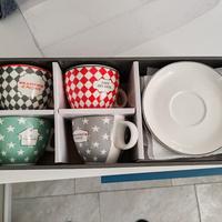 Set 4 tazze caffè/ cappuccino in stile bistrot fra