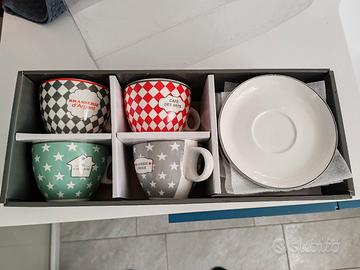 Set 4 tazze caffè/ cappuccino in stile bistrot fra