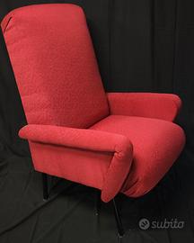 Poltrona Design anni ’50 Tessuto rosso