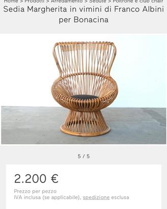 Set sedie Margherita in Vimini di Franco Albini