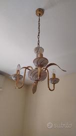 lampadario porcellana oro