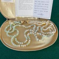Collana di perle e giada verde