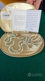 Collana di perle e giada verde
