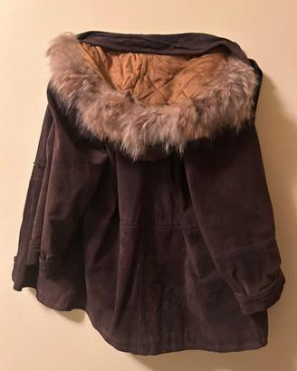 Giaccone donna vera pelle scamosciato