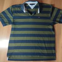 polo uomo tommy hilfiger xl  verde blu strisce