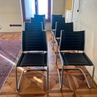 Sedie ecopelle nera, struttura grigio artico