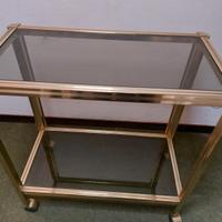 carrello in ottone con 2 ripiani