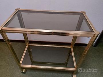 carrello in ottone con 2 ripiani