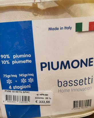 2 Piumoni Bassetti 4 stagioni 75 gr/mq e 145gr/mq