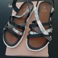 Sandali Cinti in pelle nera/argento