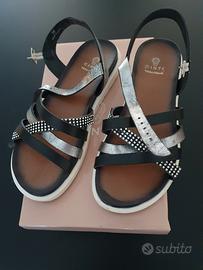 Sandali Cinti in pelle nera/argento