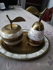 Set scatole ottone e madre perla